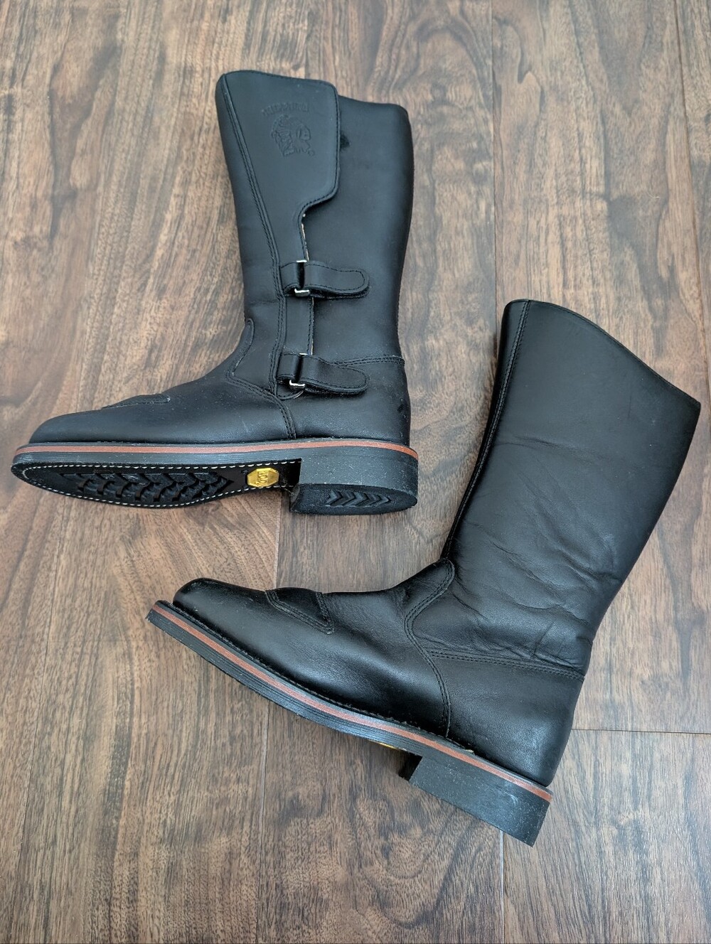 Chippewa 6B Women's Black Leather Rally Motorcycle Riding Boots Vibram Sole